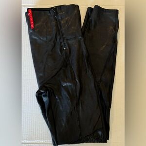 SPANX Women's Faux Leather Hip Zip Black Leggings